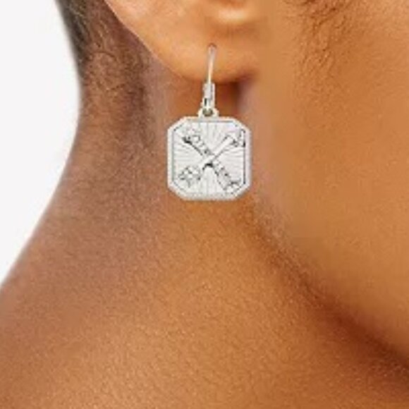 VERA WANG Romantic Love Arrows Silver Clear Crystal Lever Back Earrings**NEW! - Picture 3 of 3